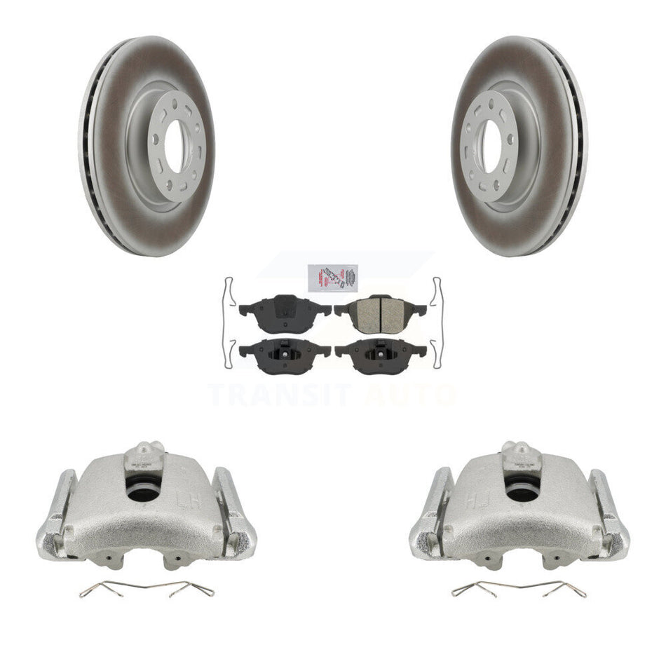Front Disc Brake Caliper Coated Rotors And Semi-Metallic Pads Kit For Mazda 3 5 Sport KCG-100131N