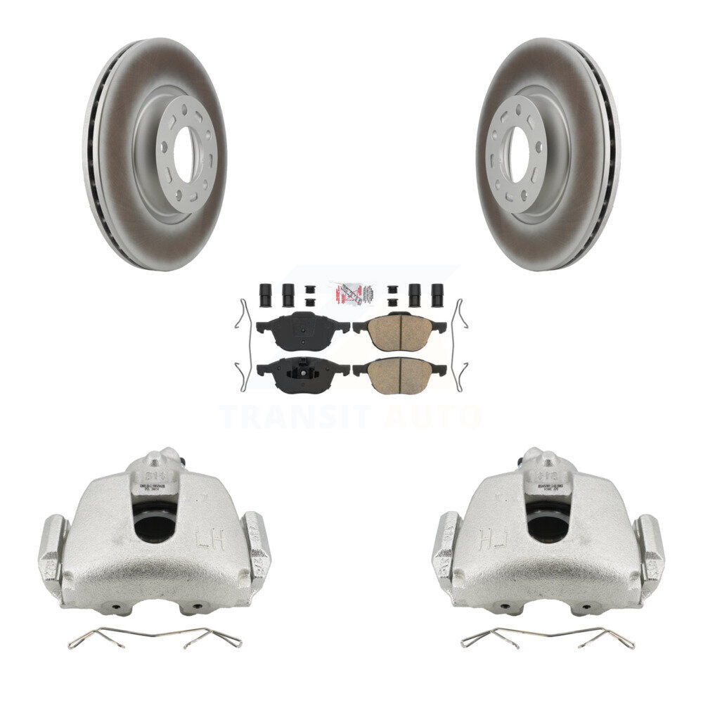Front Brake Caliper Coat Rotors & Ceramic Pad Kit For 2010 Mazda 3 Sport GS GT with 2.5L KCG-100132N