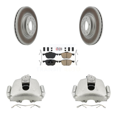 Front Brake Caliper Coat Rotors & Ceramic Pad Kit For 2010 Mazda 3 Sport GS GT with 2.5L KCG-100132N
