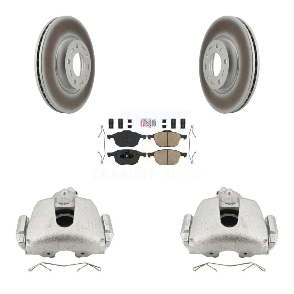 Front Brake Caliper Coat Rotors & Ceramic Pad Kit For 2010 Mazda 3 Sport GS GT with 2.5L KCG-100132N
