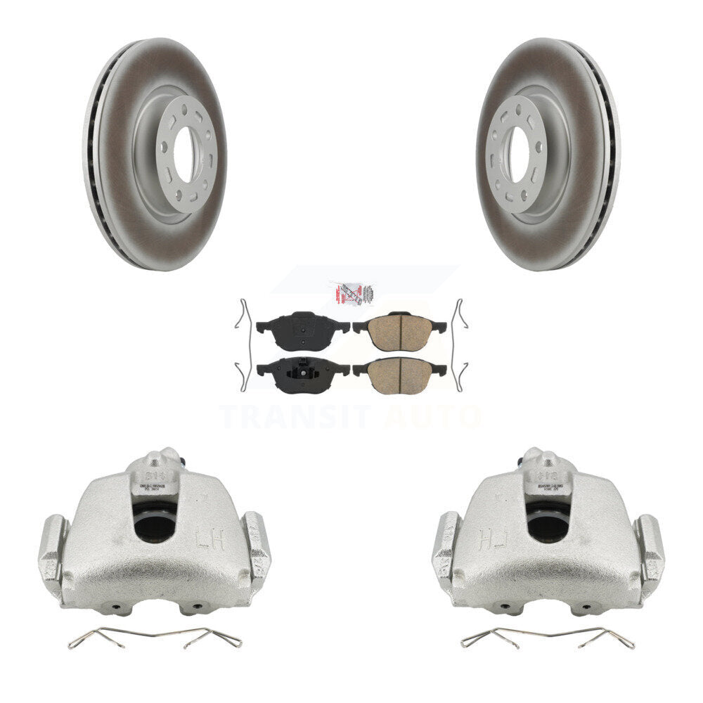 Front Brake Caliper Coat Rotors & Ceramic Pad Kit For 2010 Mazda 3 Sport GS GT with 2.5L KCG-100133N