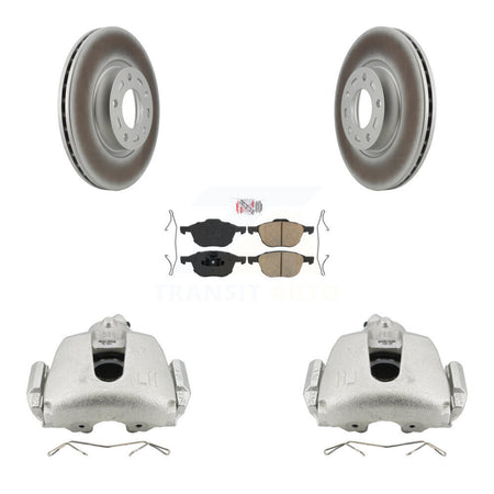 Front Brake Caliper Coat Rotors & Ceramic Pad Kit For 2010 Mazda 3 Sport GS GT with 2.5L KCG-100133N
