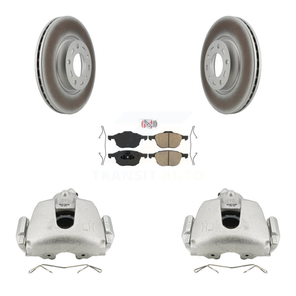 Front Brake Caliper Coat Rotors & Ceramic Pad Kit For 2010 Mazda 3 Sport GS GT with 2.5L KCG-100133N