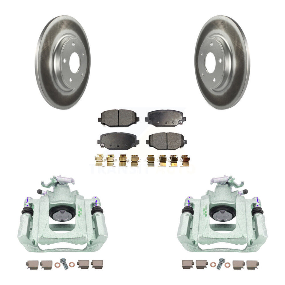 Rear Disc Brake Caliper Coated Rotors And Semi-Metallic Pads Kit For Ram C/V KCG-100133P