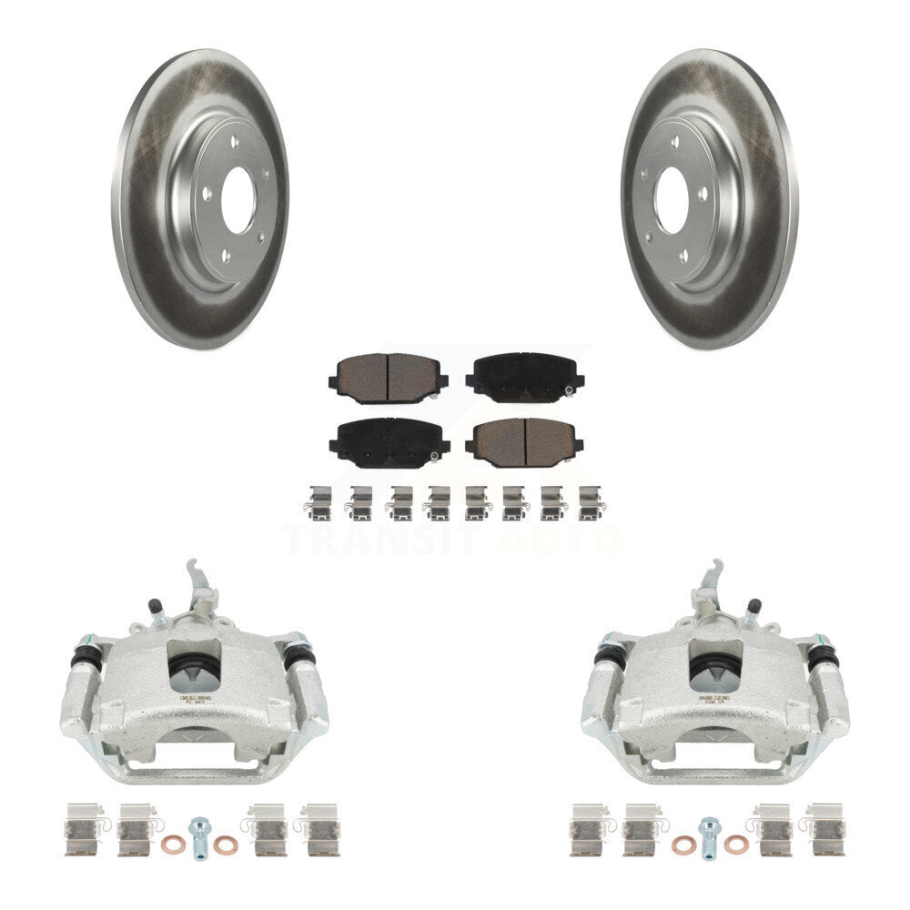 Rear Disc Brake Caliper Coated Rotors And Ceramic Pads Kit For 2014-2020 Dodge Journey KCG-100135C