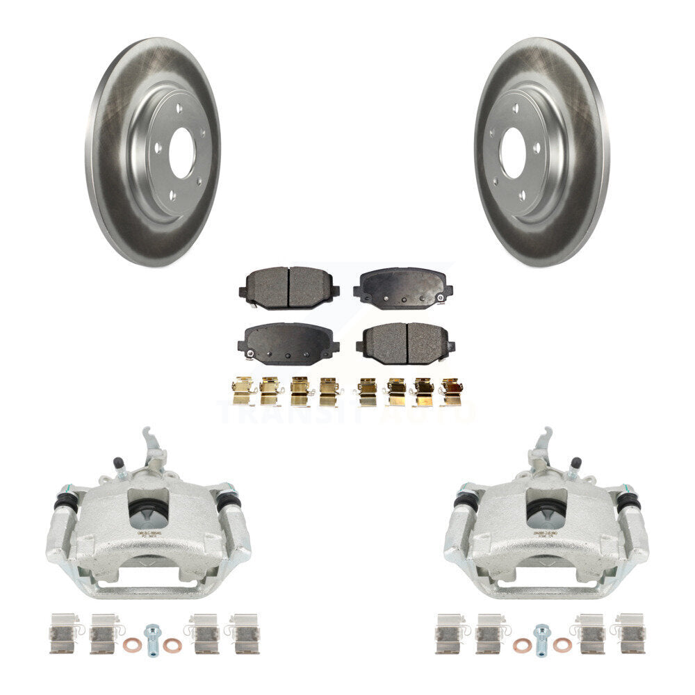 Rear Disc Brake Caliper Coat Rotor And Semi-Metallic Pad Kit For 2014-2020 Dodge Journey KCG-100136P
