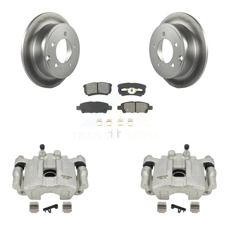 Rear Disc Brake Caliper Coated Rotors And Semi-Metallic Pads Kit For 2008-2009 Dodge Caliber R T SXT With Casting # 3503 KCG-100136S by Transit Auto