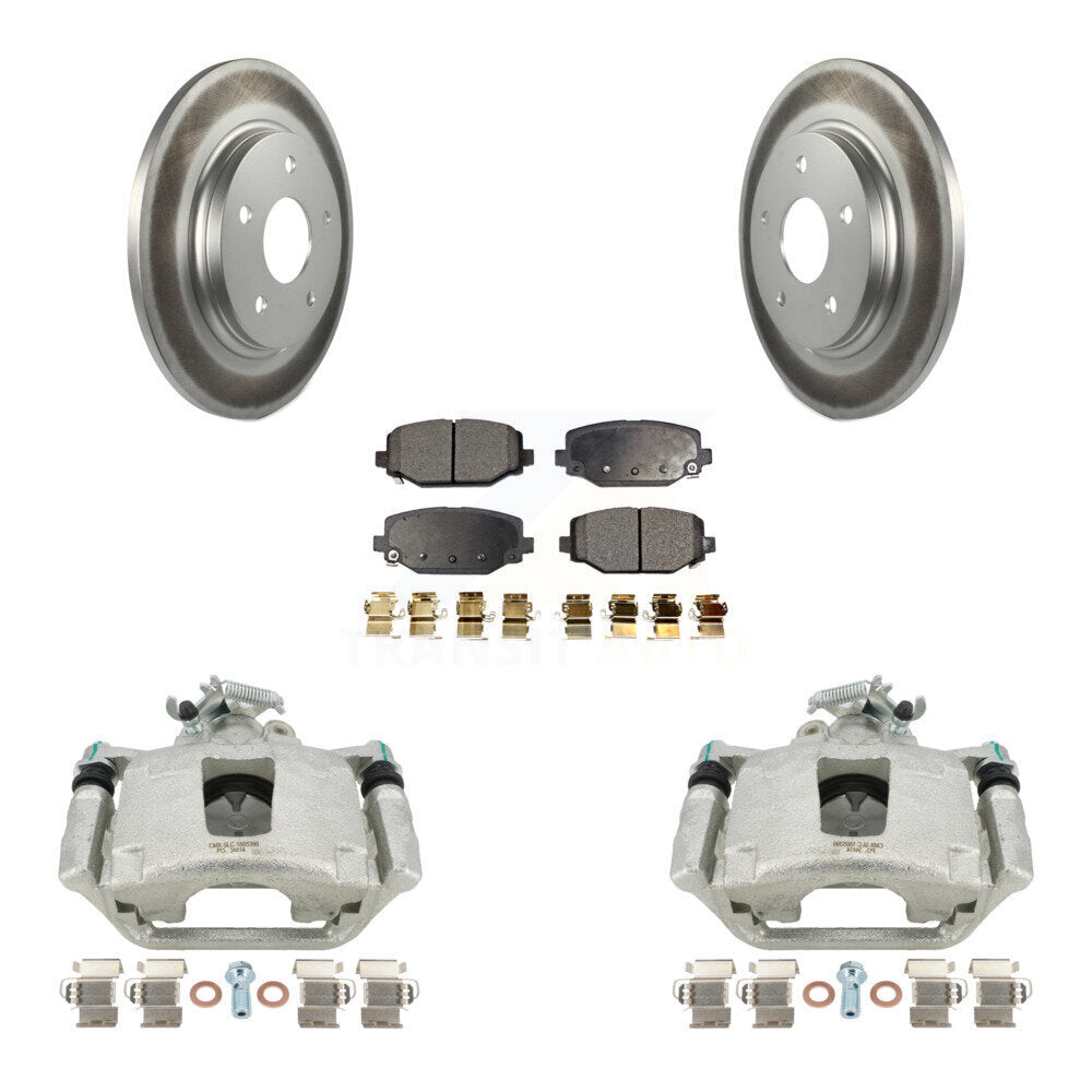 Rear Disc Brake Caliper Coated Rotors And Semi-Metallic Pads Kit For 2017-2018 Dodge Grand Caravan With Single Piston Front KCG-100138P by Transit Auto