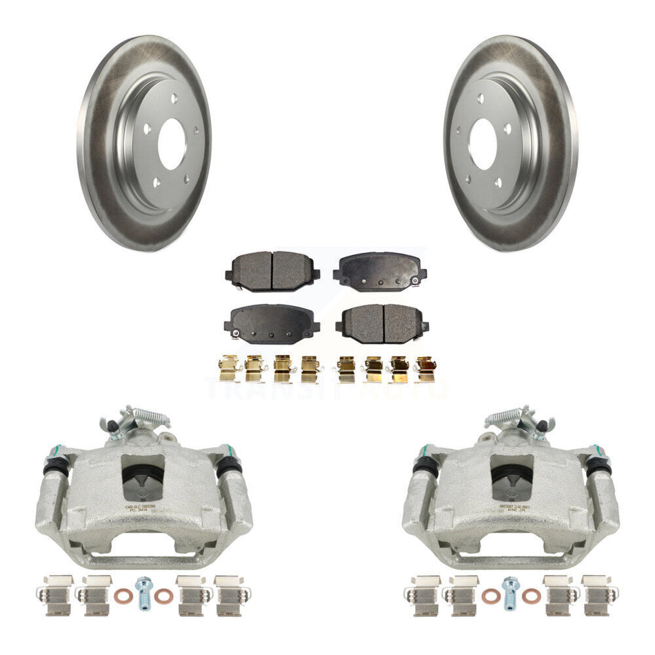 Rear Disc Brake Caliper Coated Rotors And Semi-Metallic Pads Kit For 2017-2018 Dodge Grand Caravan With Single Piston Front KCG-100138P by Transit Auto