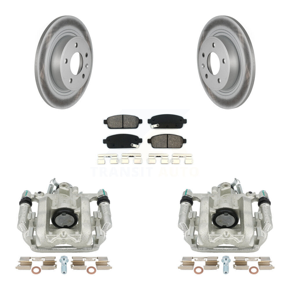 Rear Disc Brake Caliper Coated Rotors And Semi-Metallic Pads Kit For 2013 Chevrolet Cruze LT LTZ With 292mm Diameter Rotor KCG-100138S by Transit Auto