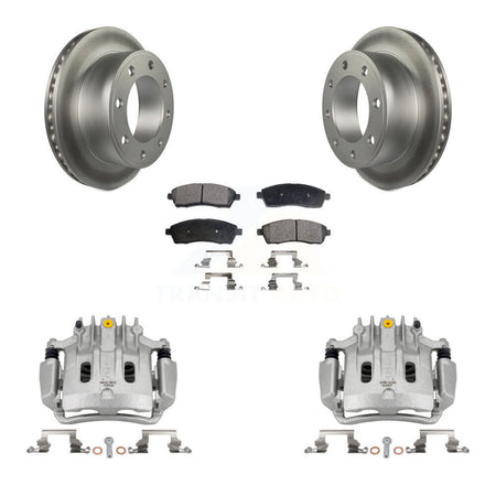 Rear Brake Caliper Coat Rotors Ceramic Pad Kit For Ford F-350 Super Duty F-250 Excursion KCG-100139T