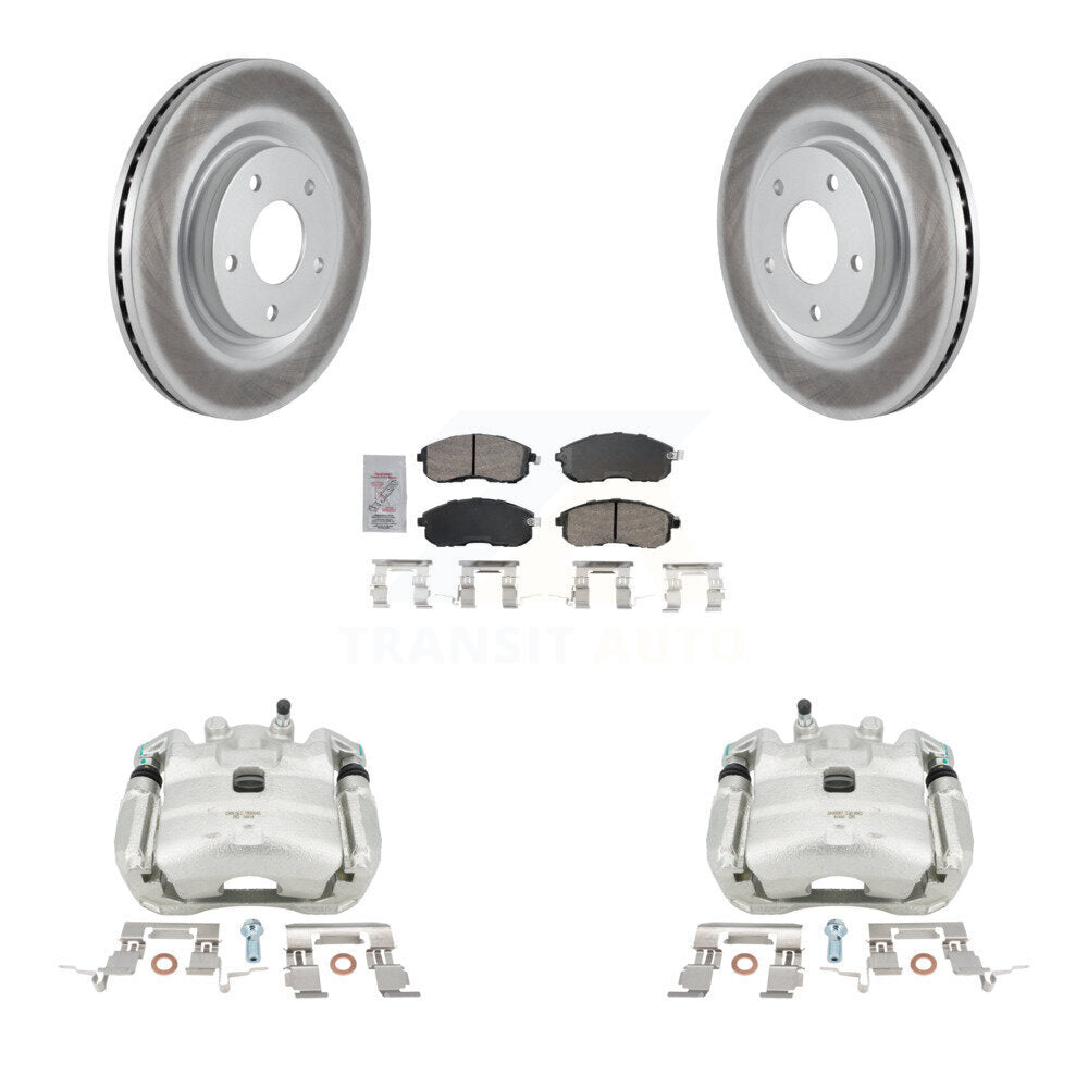 Front Disc Brake Caliper Coated Rotors And Ceramic Pads Kit For 2017-2019 Nissan Sentra Turbocharged KCG-100140N by Transit Auto