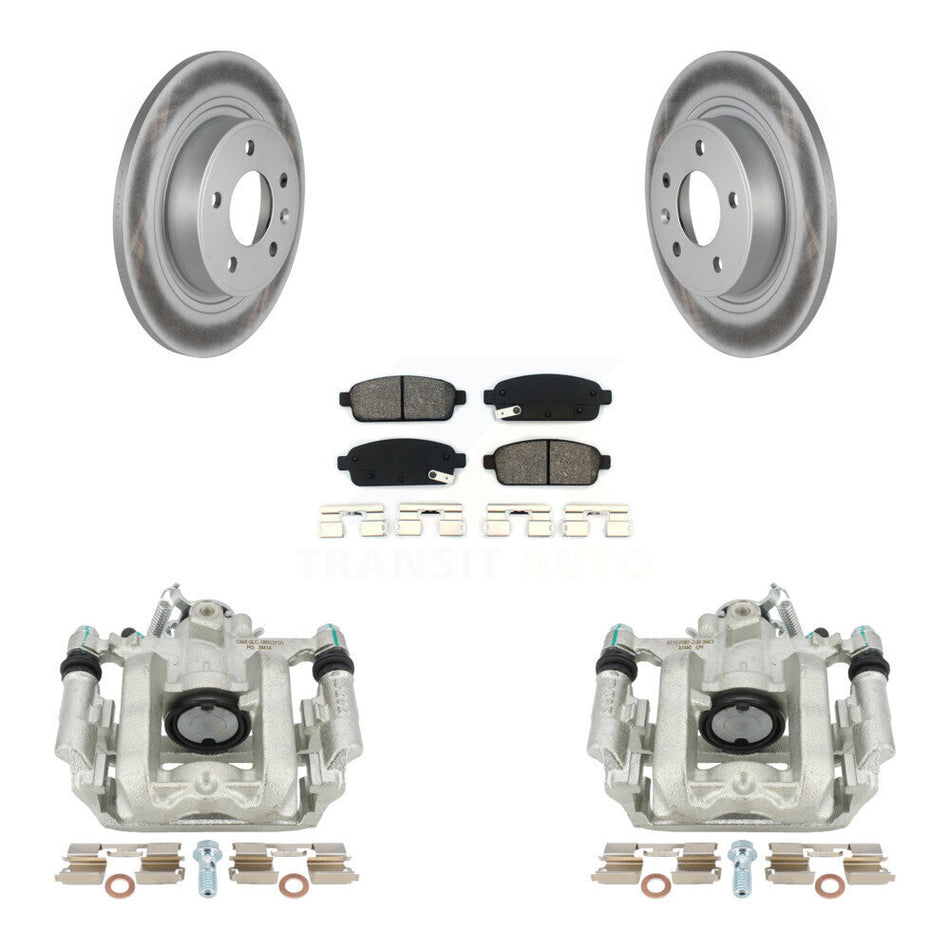 Rear Disc Brake Caliper Coated Rotors And Semi-Metallic Pads Kit For Chevrolet Cruze Volt Cadillac ELR KCG-100140S by Transit Auto