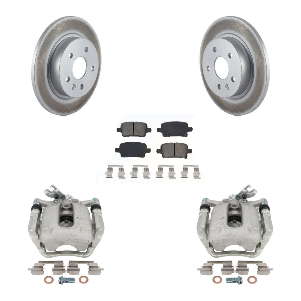 Rear Disc Brake Caliper Coated Rotors And Semi-Metallic Pads Kit For 2016 Chevrolet Cruze With 268mm Diameter Rotor KCG-100141S by Transit Auto