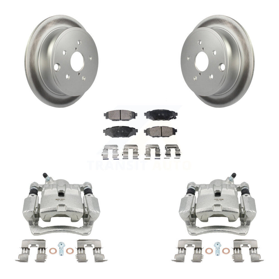 Rear Disc Brake Caliper Coated Rotors And Ceramic Pads Kit For Subaru WRX KCG-100141T