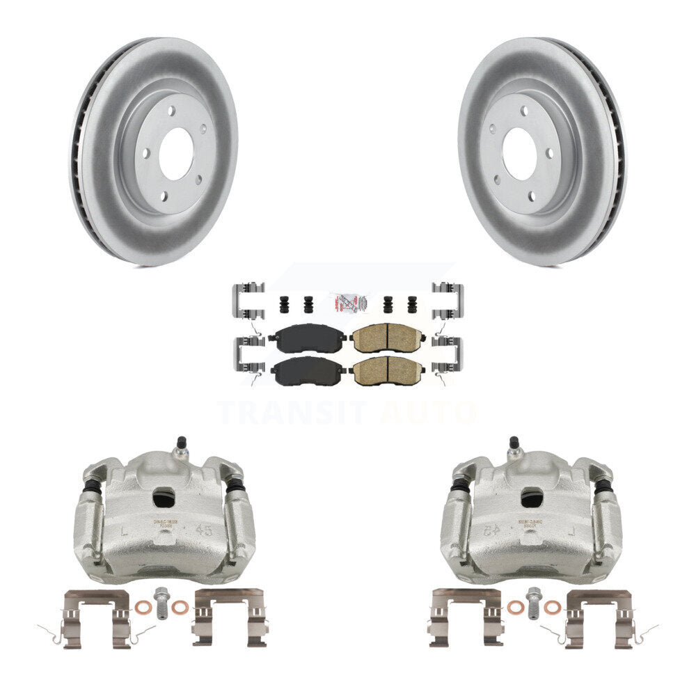Front Brake Caliper Coat Rotors & Ceramic Pad Kit For 07-10 Nissan Sentra SE-R with 2.5L KCG-100142N