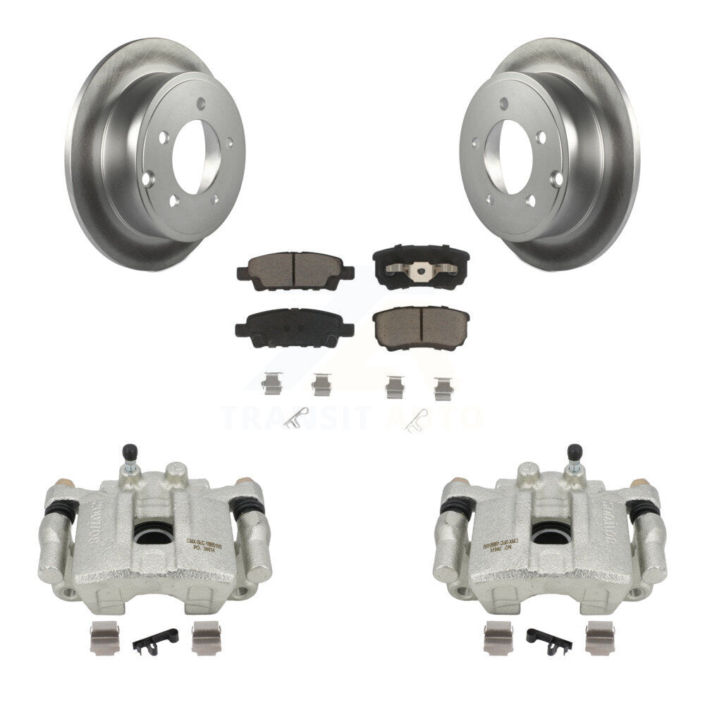 Rear Disc Brake Caliper Coated Rotors And Ceramic Pads Kit For 2008-2009 Dodge Caliber R T SXT With Casting # 3503 KCG-100143C by Transit Auto