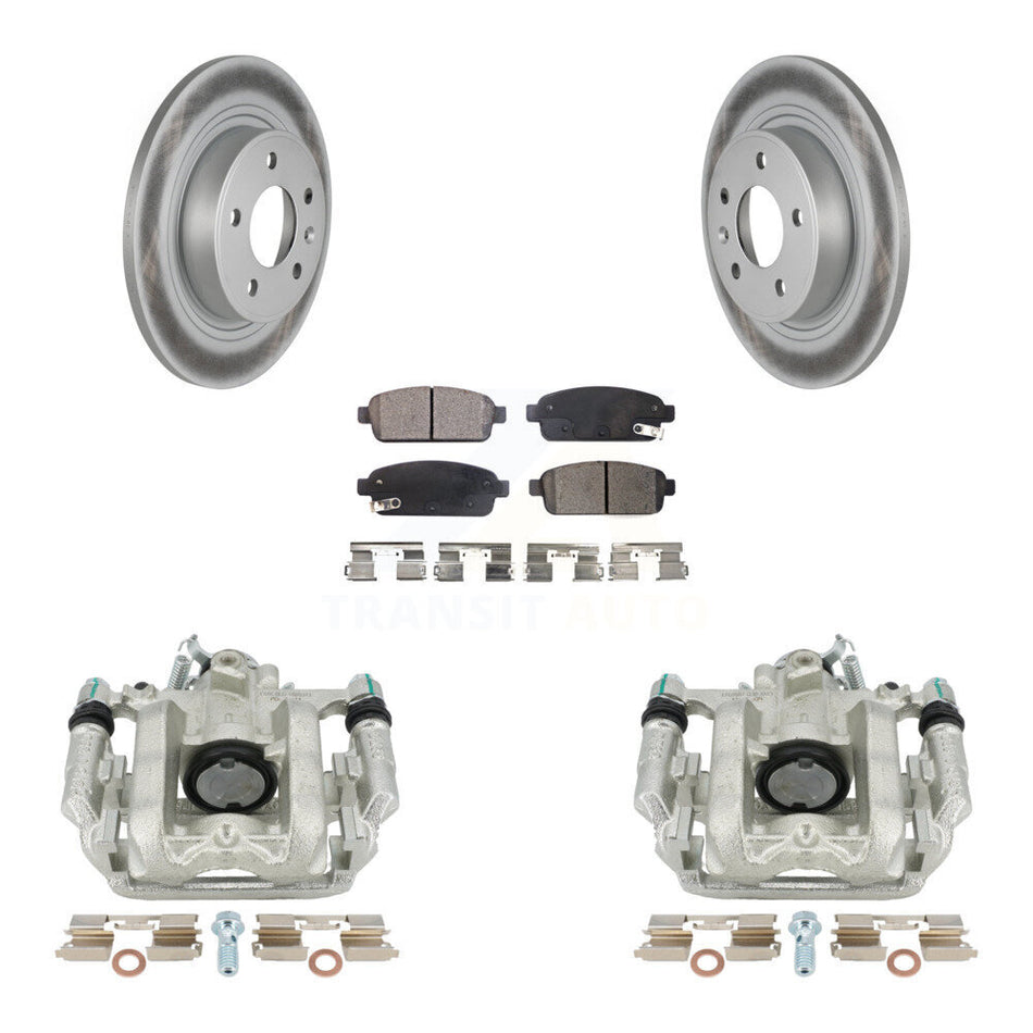 Rear Disc Brake Caliper Coated Rotors And Semi-Metallic Pads Kit For 2013 Chevrolet Cruze LT LTZ With 292mm Diameter Rotor KCG-100145P