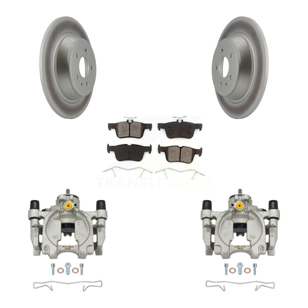Rear Brake Caliper Coat Rotor & Semi-Metallic Pad Kit For Ford Escape Fusion Lincoln MKC KCG-100145S