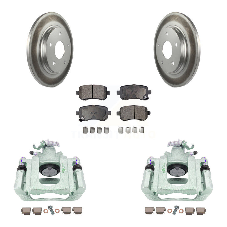 Rear Disc Brake Caliper Coated Rotors And Ceramic Pads Kit For Chrysler Town & Country Dodge Grand Caravan Volkswagen Routan Ram C/V KCG-100146T by Transit Auto