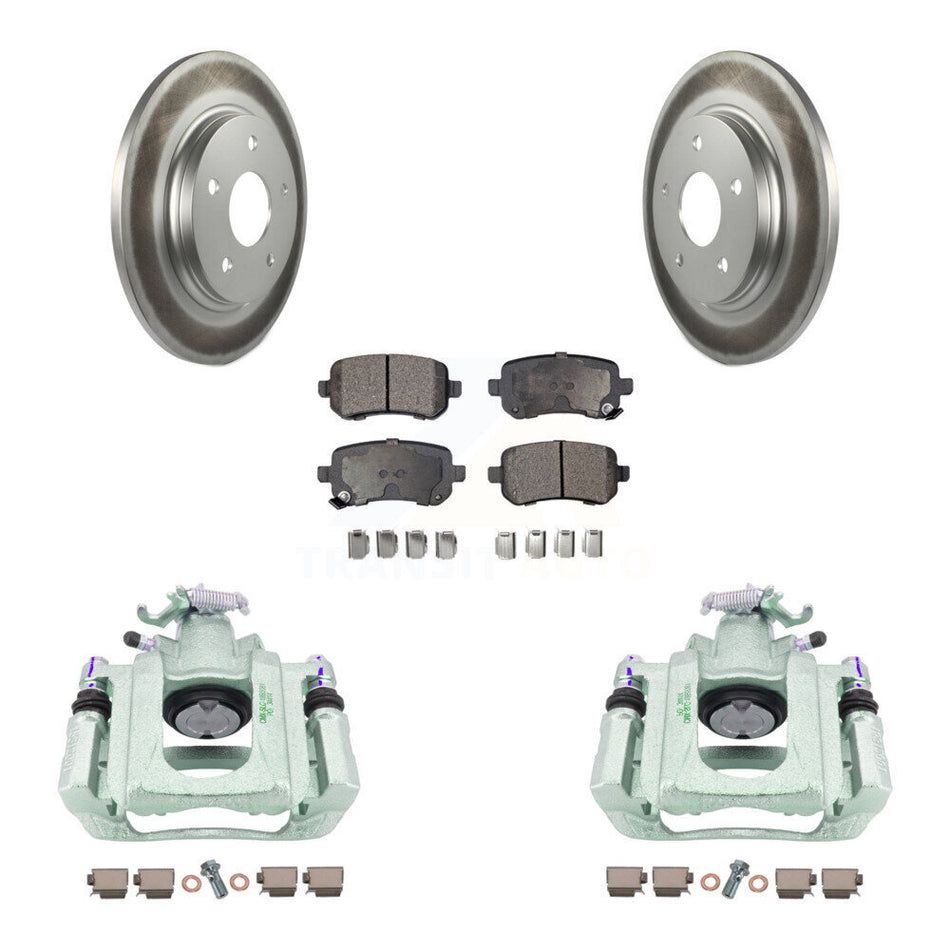 Rear Disc Brake Caliper Coated Rotors And Ceramic Pads Kit For Chrysler Town & Country Dodge Grand Caravan Volkswagen Routan Ram C/V KCG-100146T