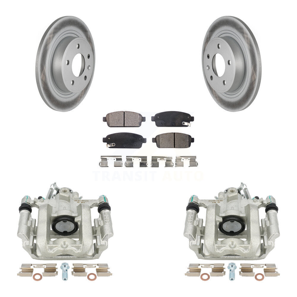 Rear Disc Brake Caliper Coated Rotors And Semi-Metallic Pads Kit For Chevrolet Cruze Volt Cadillac ELR KCG-100147P by Transit Auto