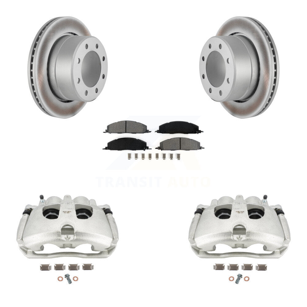 Rear Disc Brake Caliper Coated Rotors And Semi-Metallic Pads Kit For Ram 2500 3500 Dodge KCG-100150S by Transit Auto