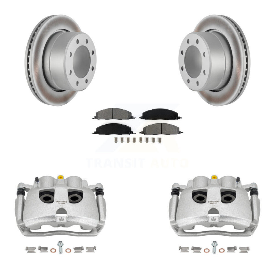 Rear Disc Brake Caliper Coated Rotors And Semi-Metallic Pads Kit For Ram 2500 3500 Dodge KCG-100150S