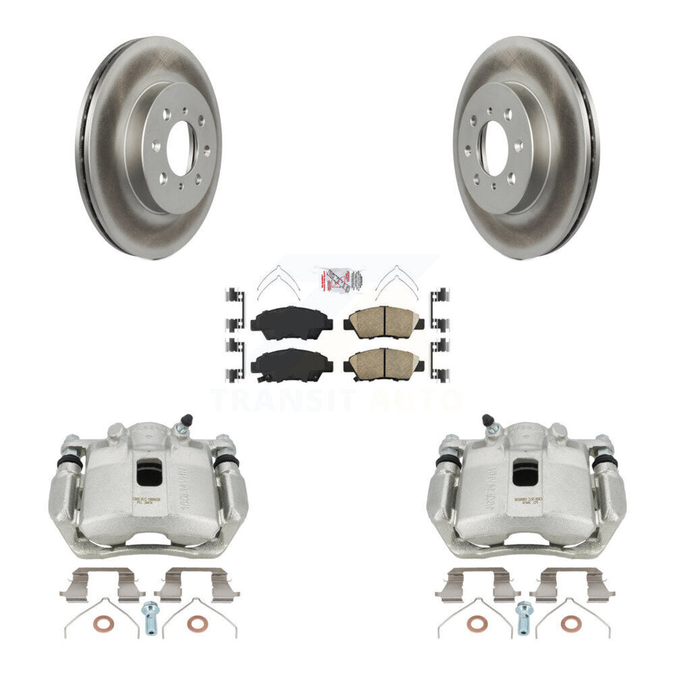 Front Disc Brake Caliper Coated Rotors And Ceramic Pads Kit For Honda Fit KCG-100152N