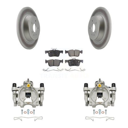 Rear Brake Caliper Coat Rotor & Semi-Metallic Pad Kit For Ford Escape Fusion Lincoln MKC KCG-100152P