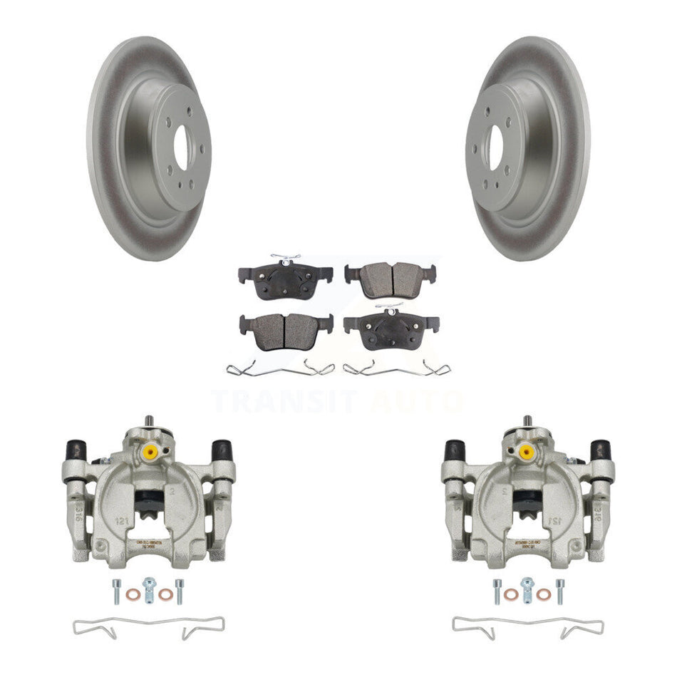 Rear Brake Caliper Coat Rotor & Semi-Metallic Pad Kit For Ford Escape Fusion Lincoln MKC KCG-100152P