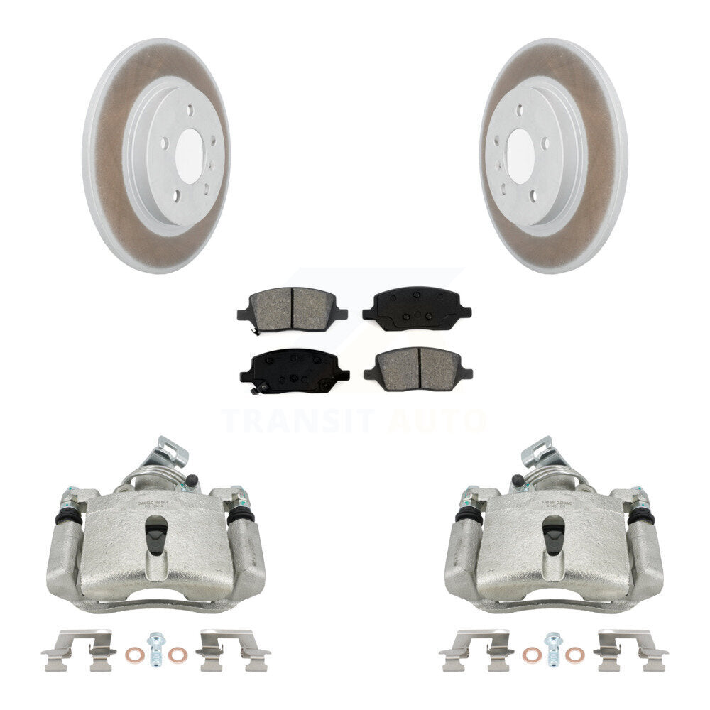 Rear Disc Brake Caliper Coated Rotors And Semi-Metallic Pads Kit For 2005 Chevrolet Uplander Pontiac Montana Buick Terraza Saturn Relay KCG-100152S by Transit Auto