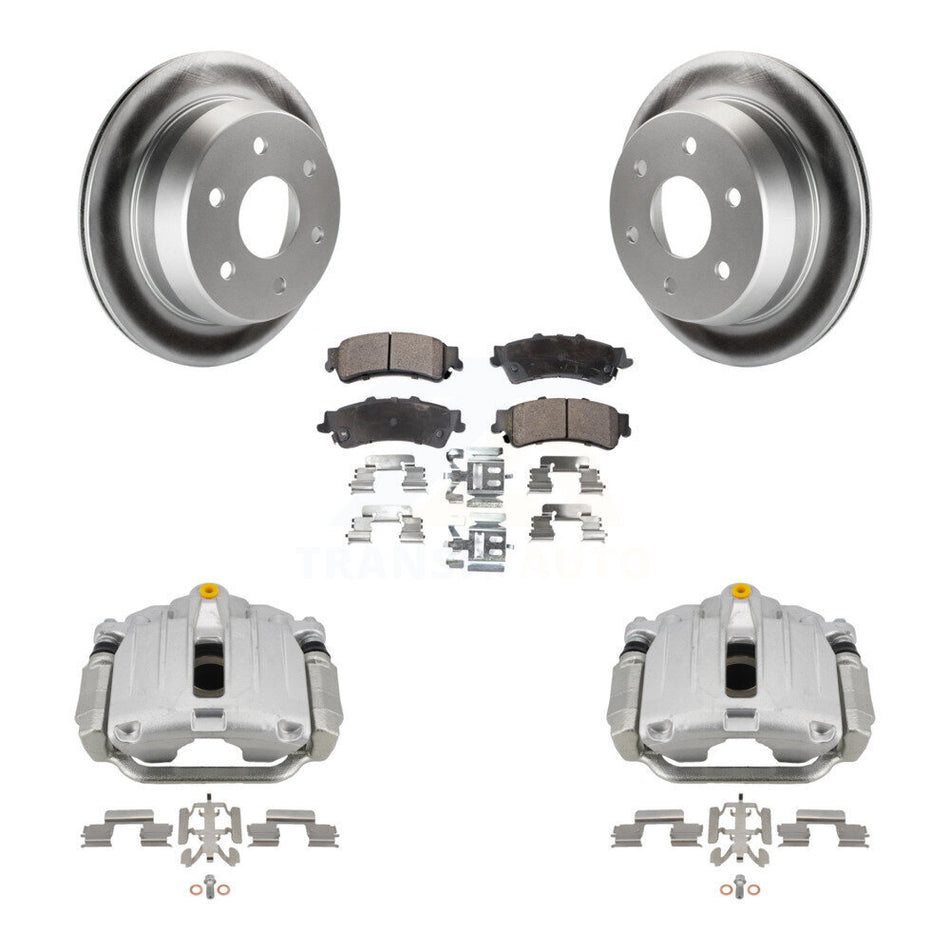 Rear Brake Caliper Coat Rotor Ceramic Pad Kit For Chevrolet GMC Silverado 1500 Sierra XL KCG-100153T