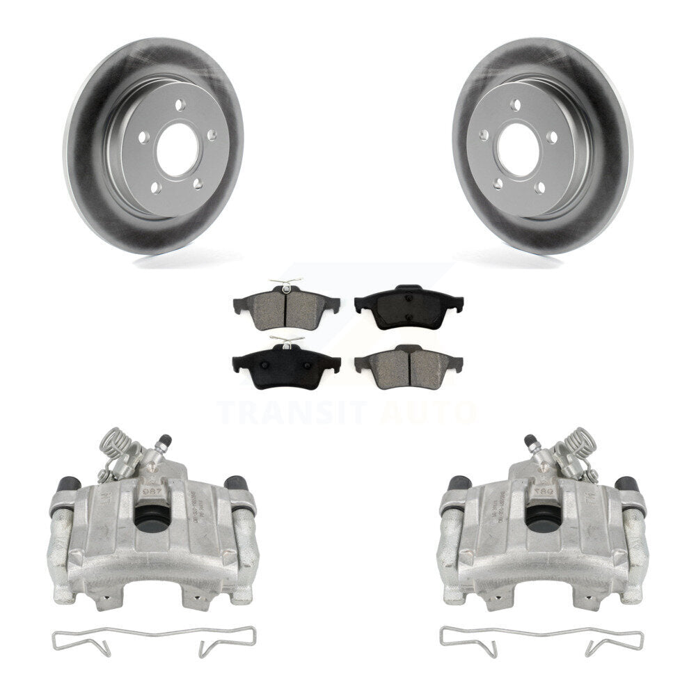 Rear Disc Brake Caliper Coated Rotors And Semi-Metallic Pads Kit For Ford Focus KCG-100154S by Transit Auto