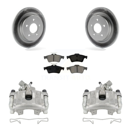 Rear Disc Brake Caliper Coated Rotors And Semi-Metallic Pads Kit For Ford Focus KCG-100154S by Transit Auto