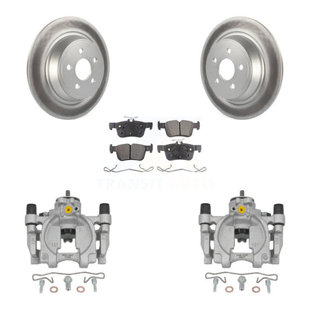 Rear Disc Brake Caliper Coat Rotor Semi-Metallic Pad Kit For Ford Fusion Lincoln MKZ SSV KCG-100155P