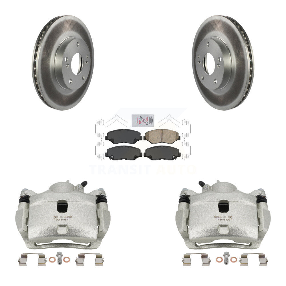 Front Disc Brake Caliper Coated Rotors And Ceramic Pads Kit For Honda Civic CR-Z KCG-100157N