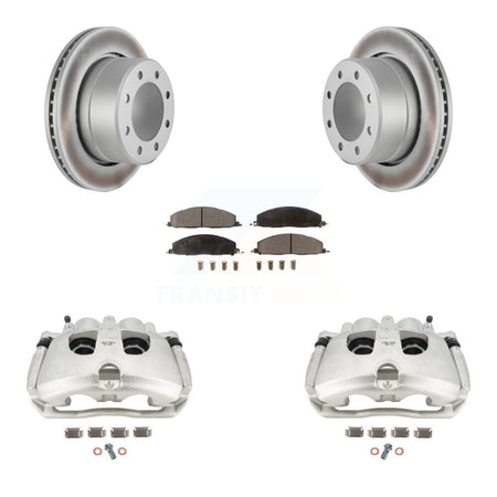 Rear Disc Brake Caliper Coated Rotors And Semi-Metallic Pads Kit For Ram 2500 3500 Dodge KCG-100157P by Transit Auto