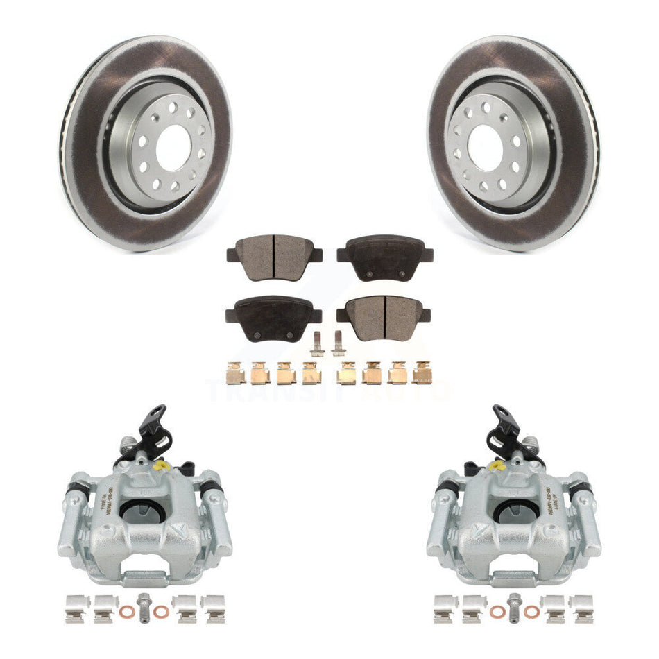 Rear Disc Brake Caliper Coated Rotors And Ceramic Pads Kit For 2013 Volkswagen GTI With 310mm Diameter Rotor KCG-100157T