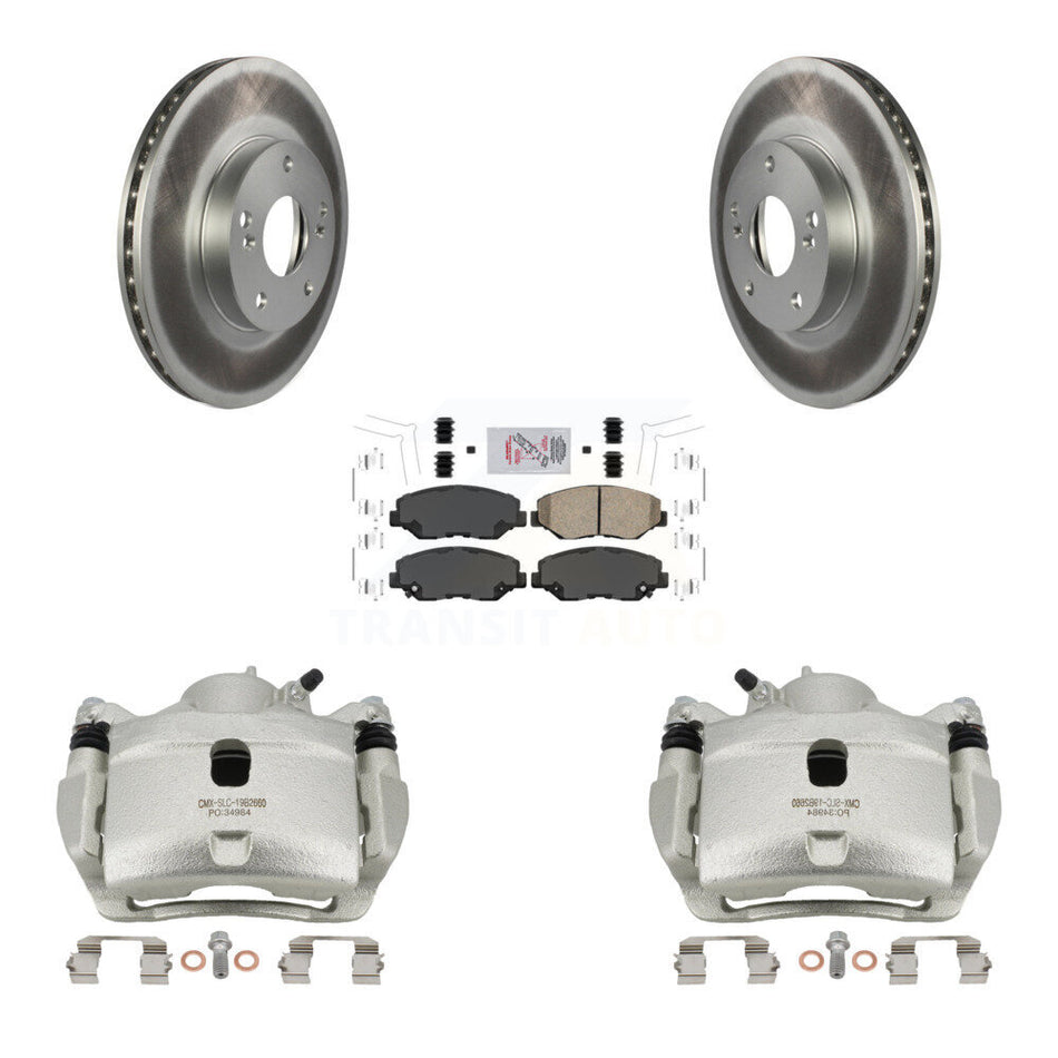 Front Disc Brake Caliper Coated Rotors And Ceramic Pads Kit For Honda Civic CR-Z KCG-100158N