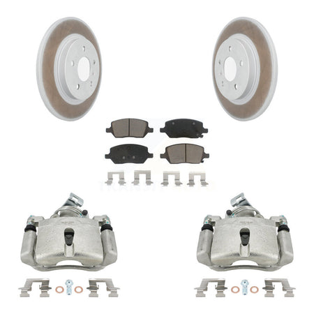 Rear Disc Brake Caliper Coated Rotors And Ceramic Pads Kit For 2005 Chevrolet Uplander Pontiac Montana Buick Terraza Saturn Relay KCG-100159C by Transit Auto