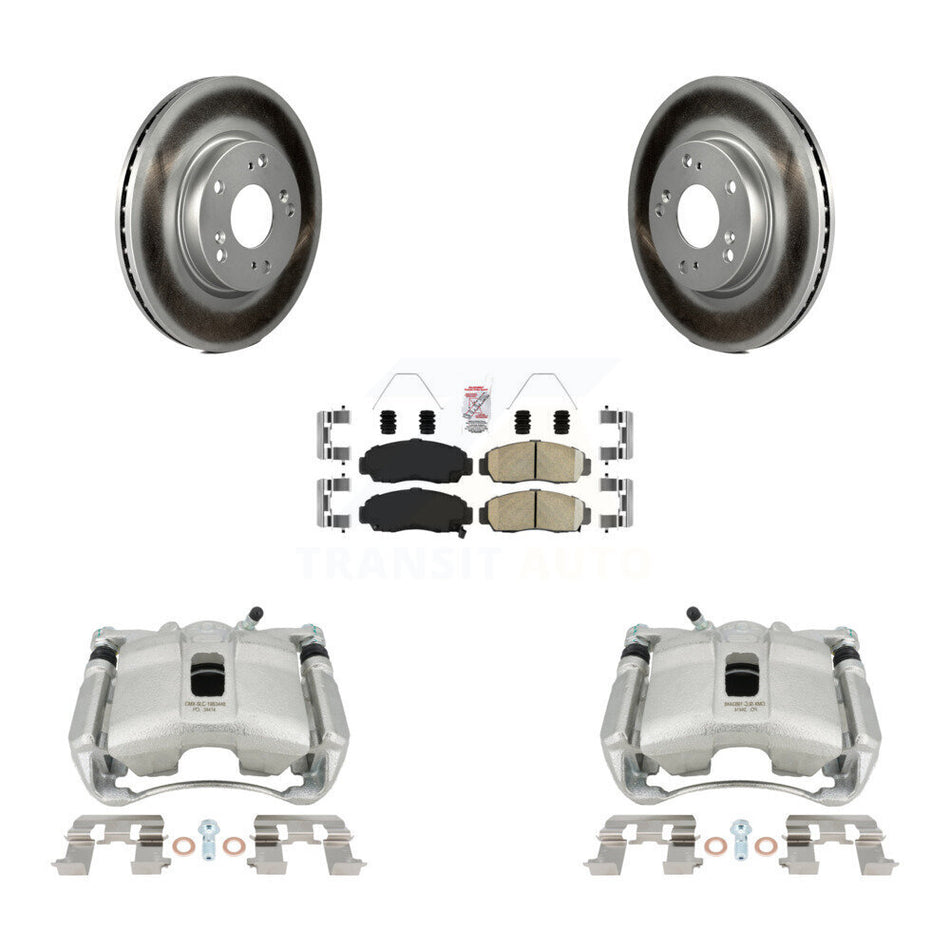 Front Disc Brake Caliper Coated Rotors And Ceramic Pads Kit For Honda Civic KCG-100159N by Transit Auto