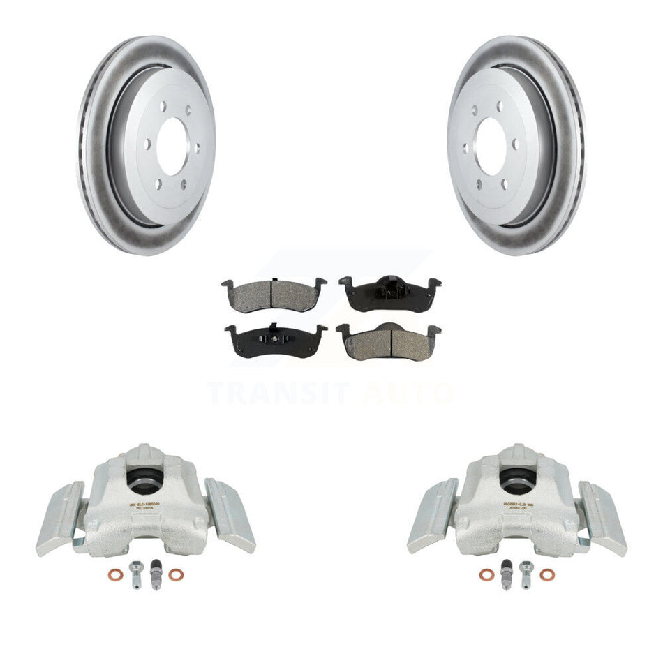 Rear Disc Brake Caliper Coated Rotors And Semi-Metallic Pads Kit For 2007-2017 Ford Expedition Lincoln Navigator KCG-100159S