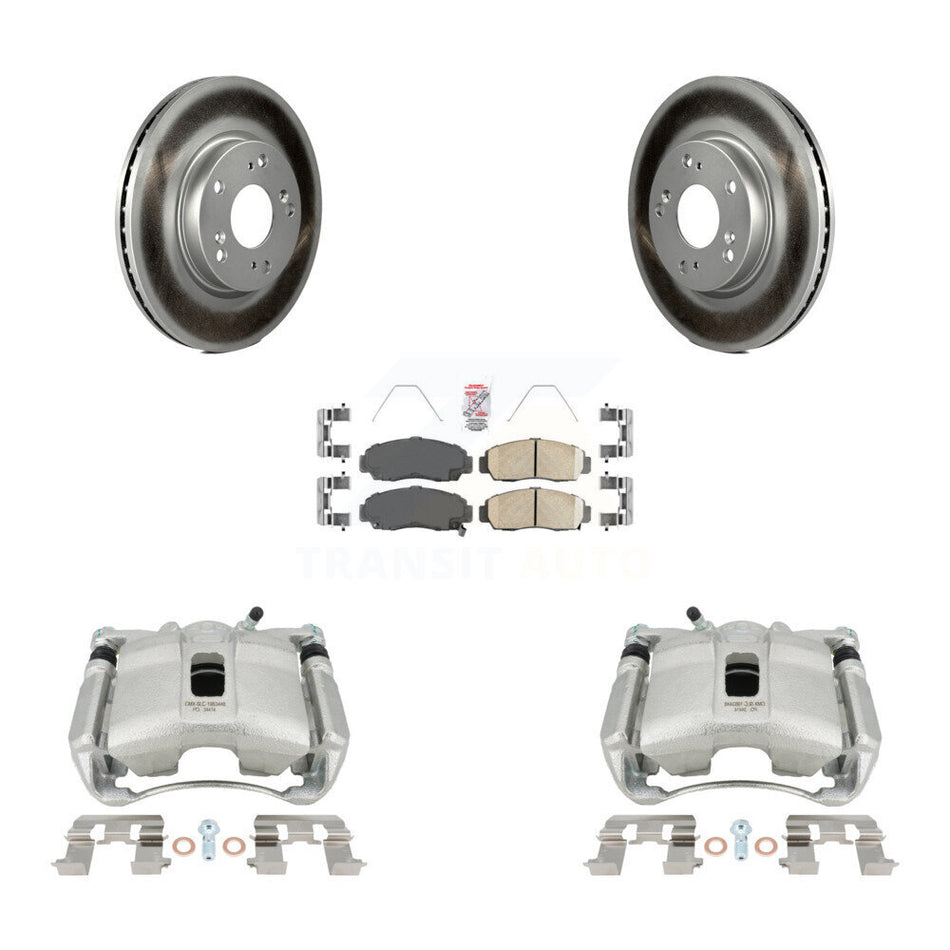 Front Disc Brake Caliper Coated Rotors And Ceramic Pads Kit For Honda Civic KCG-100160N by Transit Auto