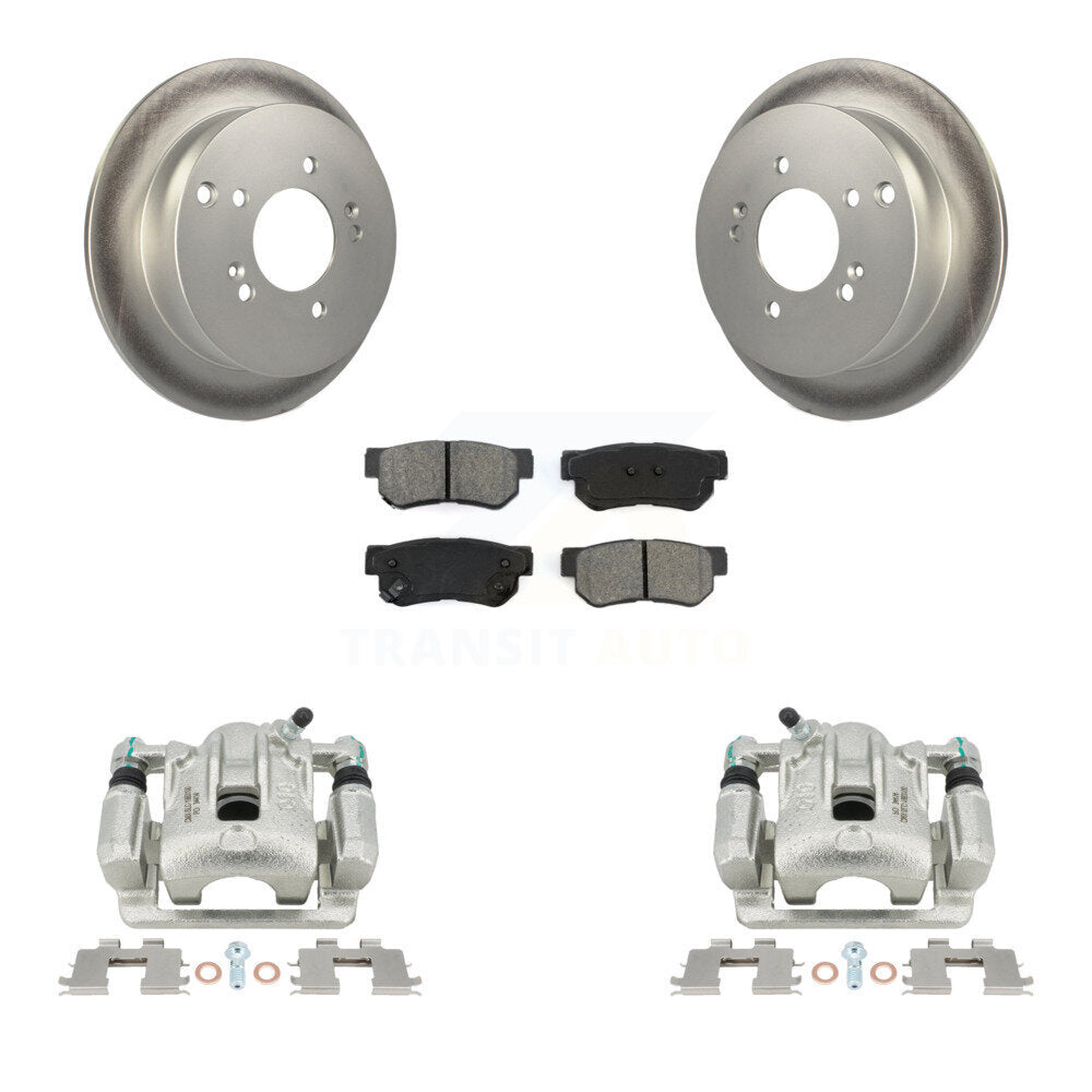 Rear Disc Brake Caliper Coated Rotors And Semi-Metallic Pads Kit For Kia Sportage Hyundai Tucson KCG-100162S by Transit Auto