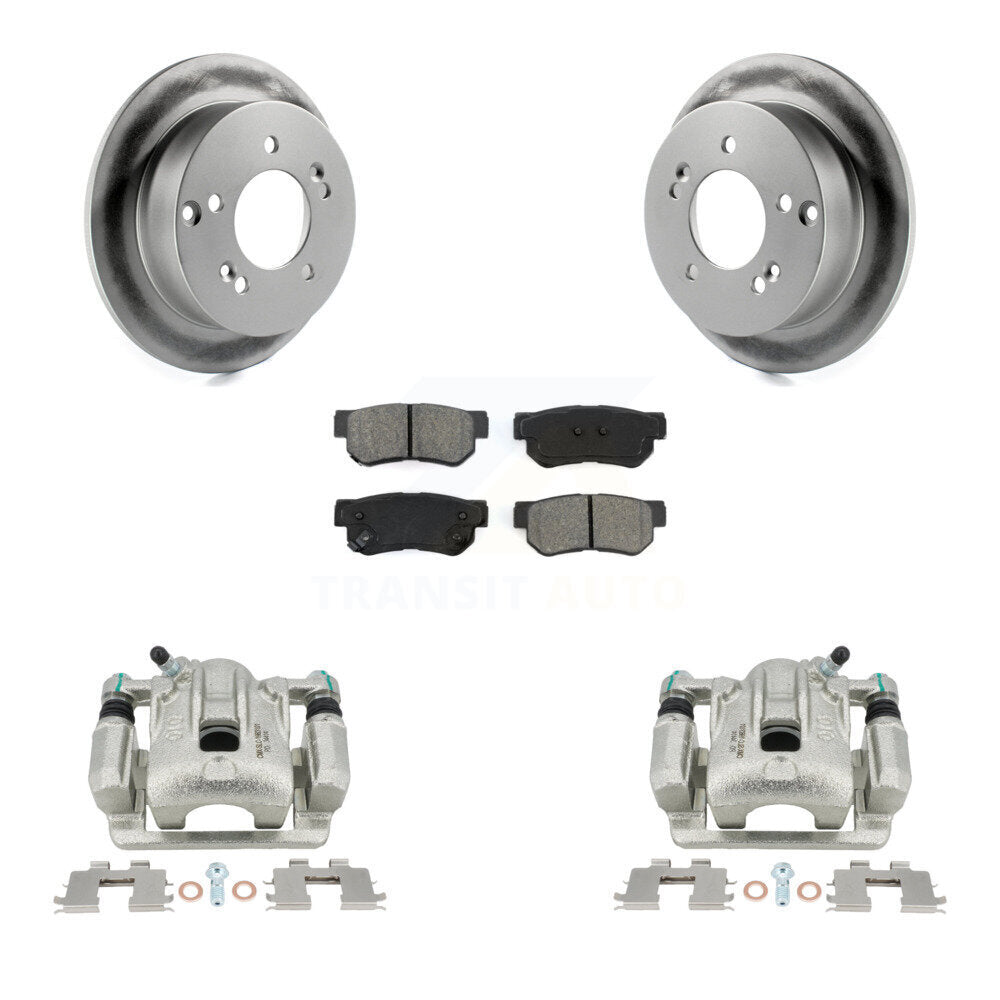 Rear Disc Brake Caliper Coated Rotors And Semi-Metallic Pads Kit For Hyundai Sonata Kia Optima Magentis KCG-100163S by Transit Auto