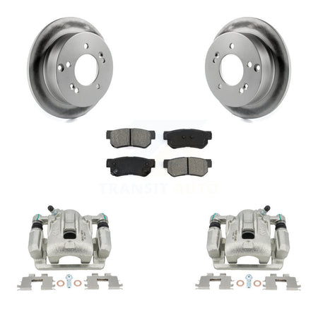 Rear Disc Brake Caliper Coated Rotors And Semi-Metallic Pads Kit For Hyundai Sonata Kia Optima Magentis KCG-100163S by Transit Auto