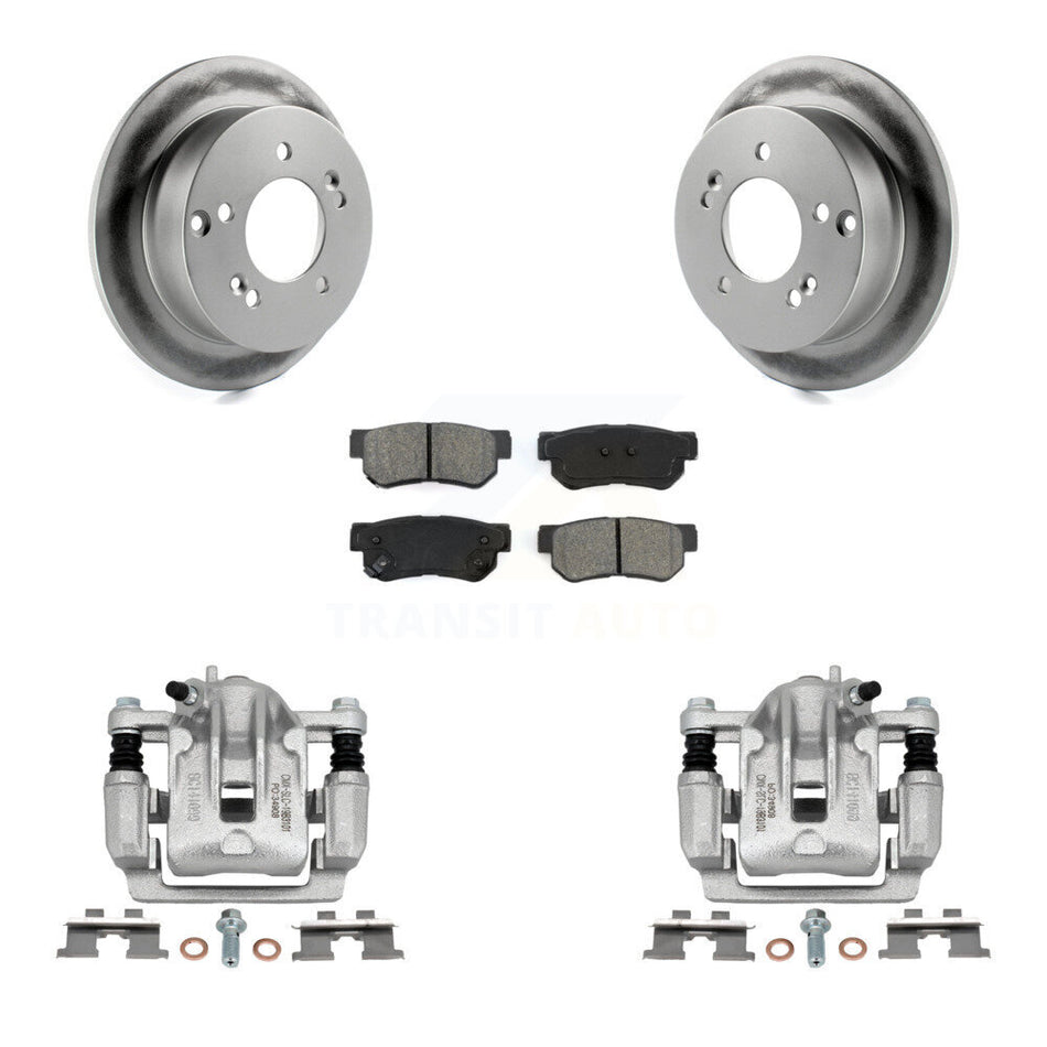 Rear Disc Brake Caliper Coated Rotors And Semi-Metallic Pads Kit For Hyundai Sonata Kia Optima Magentis KCG-100163S