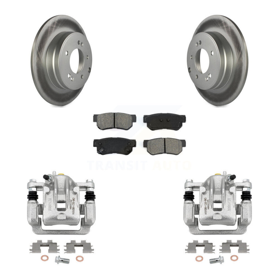 Rear Disc Brake Caliper Coated Rotors And Semi-Metallic Pads Kit For Hyundai Sonata 3.3L KCG-100165S