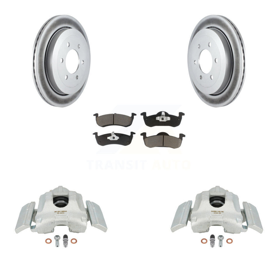 Rear Disc Brake Caliper Coated Rotors And Ceramic Pads Kit For 2007-2017 Ford Expedition Lincoln Navigator KCG-100166C